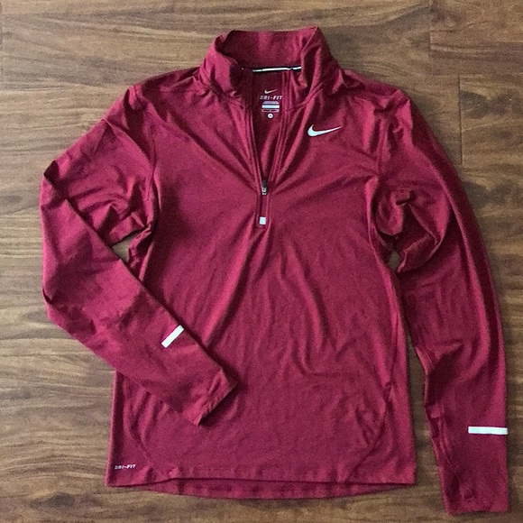 Nike Other - Nike Running | Quarter Zip Burgundy Reflective Pullover Small LIKE NEW